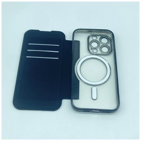 Custodia In Pelle Magnetica Per Cellulare Senza Fili. Black Iphone 15 Pro Max - Foto 2