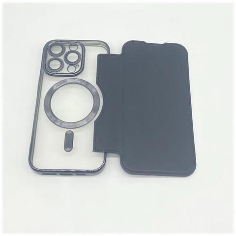 Custodia In Pelle Magnetica Per Cellulare Senza Fili. Black Iphone 15 Pro Max - Foto 4