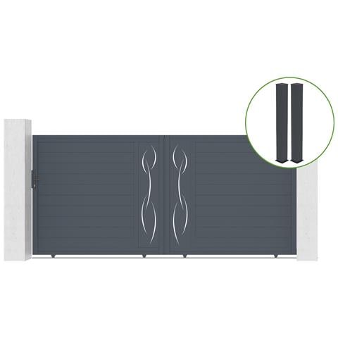 Cancello Scorrevole 4m Life Alt. 180cm Grigio + 2 Montanti 20x20cm Alt. 190cm - Foto 1