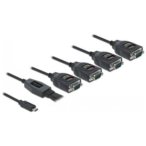 Adattatore USB Type-C per 4 x seriale RS-232 DB9 con protezione ESD 15 kV - Foto 1