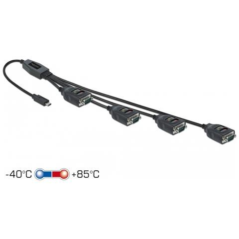 Adattatore USB Type-C per 4 x seriale RS-232 DB9 con protezione ESD 15 kV - Foto 2