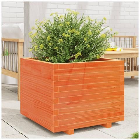 Fioriera Giardino Marrone Cera 60x60x49,5cm Legno Massello Pino - Foto 1