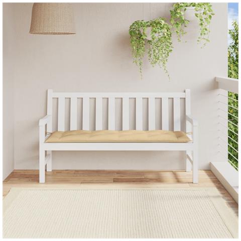 Cuscino Panca Da Giardino Beige Mélange 150x50x7 Cm In Tessuto - Foto 3