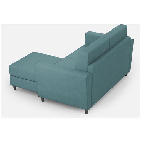 Divano Yasel 2 Posti Medio (due Sedute Da 70cm) + Pouf Misure Esterne L. 172 P. 145 Colore Petrolio - Foto 5