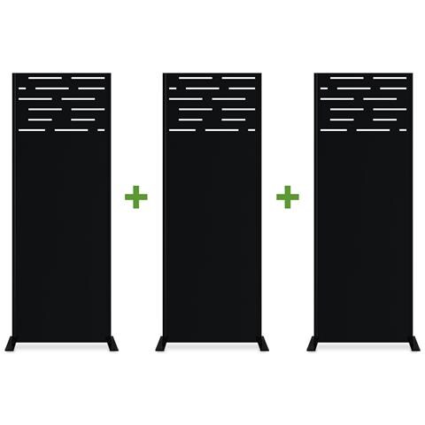 Set Di 3 Pannelli Decorativi Arlberg Nero H.160cm Motivi Sul Piano - Foto 1