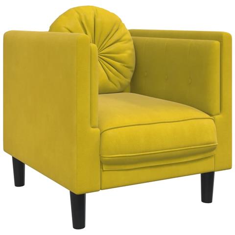 Poltrona Con Cuscino Giallo In Velluto - Foto 2