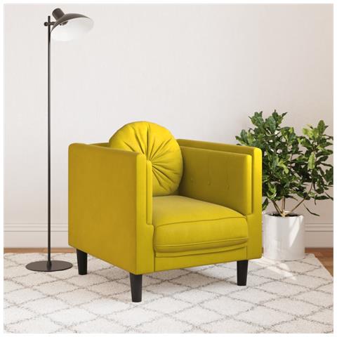 Poltrona Con Cuscino Giallo In Velluto - Foto 3