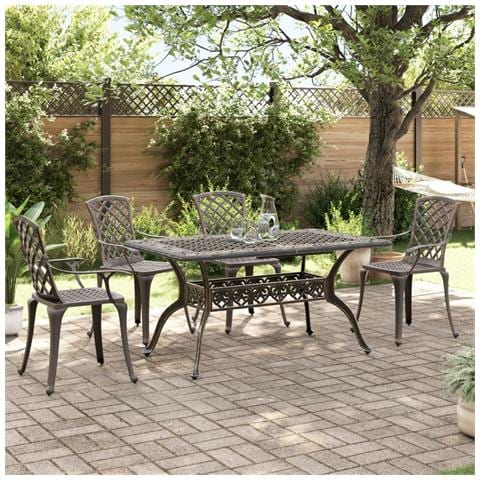 Set Da Pranzo Da Giardino 5 Pz Bronzo In Alluminio Pressofuso - Foto 1