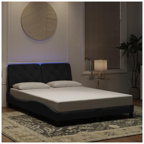 Lusso Casadino - Giroletto Con Led Senza Materasso Nero 120x200 Cm In Velluto - Foto 8