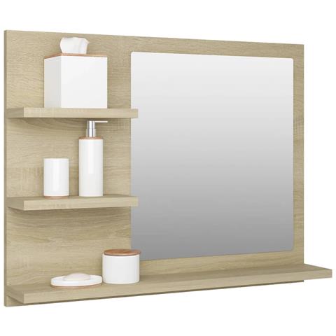 Lusso Casadino -  Specchio Da Bagno Rovere Sonoma 60x10,5x45 Cm Legno Multistrato - Foto 2