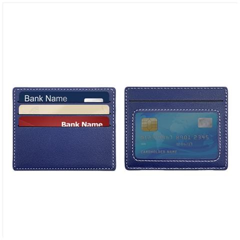 Elegante Porta Carte In Pelle Pu A Doppia Faccia Per 4 Carte Blue - Foto 1
