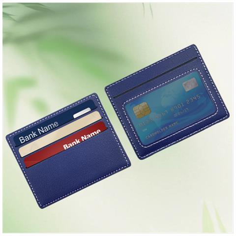 Elegante Porta Carte In Pelle Pu A Doppia Faccia Per 4 Carte Blue - Foto 2