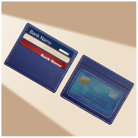 Elegante Porta Carte In Pelle Pu A Doppia Faccia Per 4 Carte Blue - Foto 6