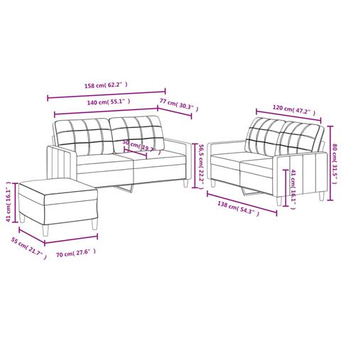 Set di Divani 3 pz con Cuscini Nero in Tessuto - Foto 8