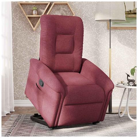 Poltrona Alzapersona Reclinabile Rosso Vino in Tessuto - Foto 2
