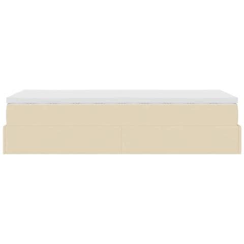 Struttura Letto Pouf con Materasso Crema 100x200 cm in Tessuto - Foto 9