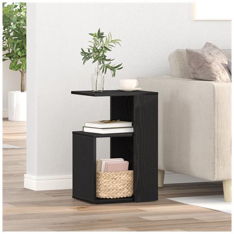 Tavolino  Nero Rovere 36x30x56 cm Legno ingegnerizzato - Foto 2