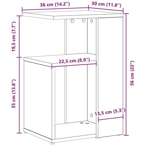 Tavolino  Nero Rovere 36x30x56 cm Legno ingegnerizzato - Foto 9