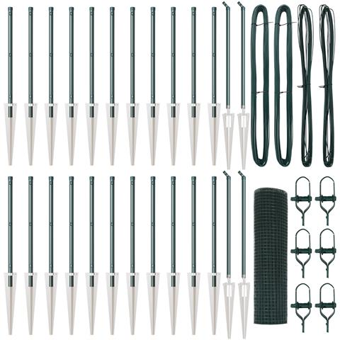 Recinzione in Filo Saldato con 13 Pali a Spillo Verde 0.4x50 m Acciaio - Foto 1
