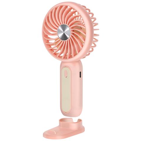Ventilatore Portatile Silenzioso A 3 Velocità Con Batteria E Supporto Per Telefono, Rosa - Foto 5
