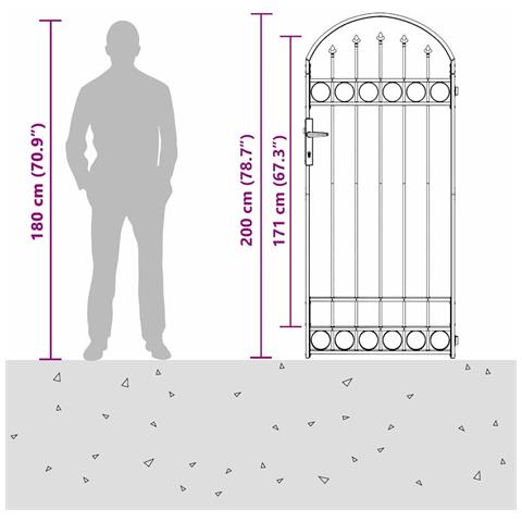 Cancello per recinzione Grigio 89 x 200 cm Acciaio - Foto 6