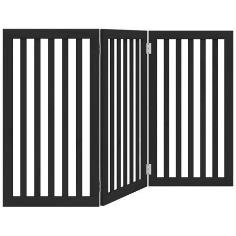 Cancello per Cani Pieghevole 3 Pannelli Nero 150cm Legno Pioppo - Foto 1