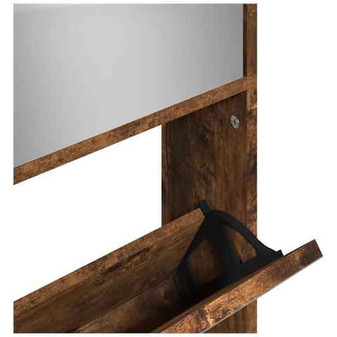 Scarpiera con Specchio a 4 Livelli Rovere Fumo 63x17x134 cm - Foto 9