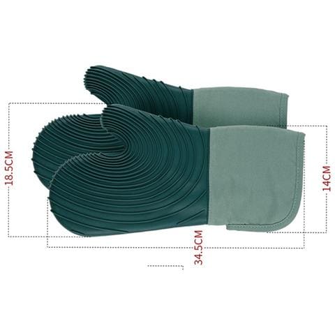 Set Di Guanti Da Forno Resistenti Al Calore - 2 Guanti Verde Scuro, 2 Pinze A Squalo E Sottopentola In Silicone Green - Foto 2