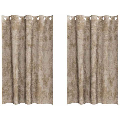 Tenda con tende 2 pcs Champagne 175 x 140 cm Velluto - Foto 1