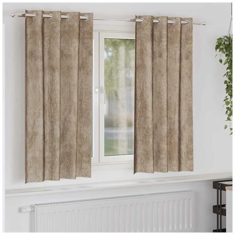 Tenda con tende 2 pcs Champagne 175 x 140 cm Velluto - Foto 2