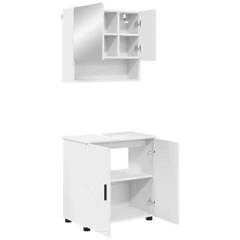 Set di mobili per il bagno Montaggio a parete 2 pcs Bianco - Foto 1