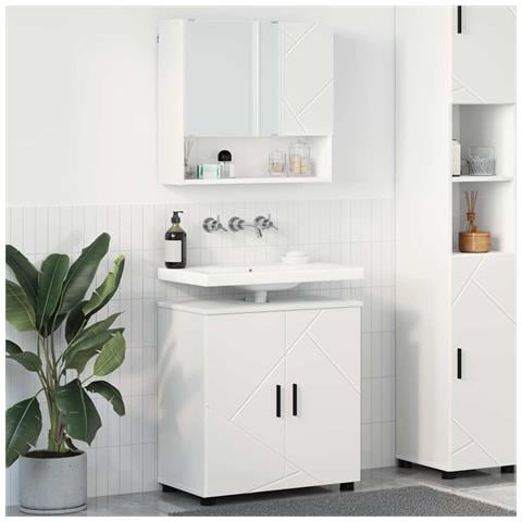 Set di mobili per il bagno Montaggio a parete 2 pcs Bianco - Foto 2