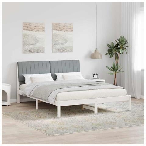 Struttura del letto Bianco 150 x 200 cm Pino massello - Foto 2