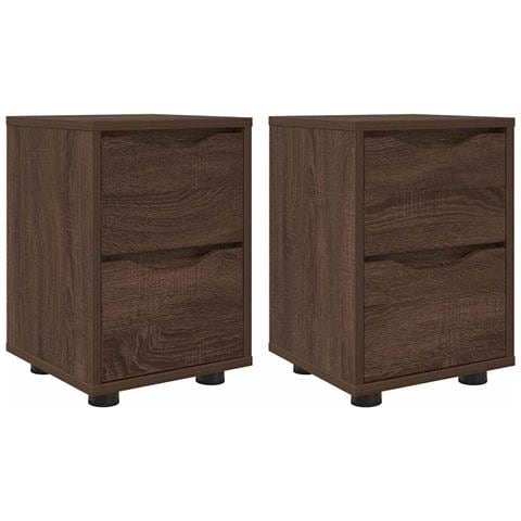 Comodini con cassetto 2 pcs Rovere Marrone 30,5 x 30 x 43 cm - Foto 1