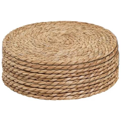 Set Di 12 Sottobicchieri Rotondi In Alghe Marine - Tovagliette Intrecciate Resistenti Al Calore 15 Cm - Foto 1