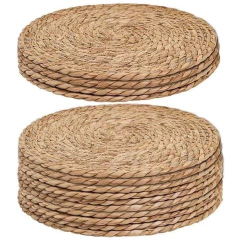Set Di 12 Sottobicchieri Rotondi In Alghe Marine - Tovagliette Intrecciate Resistenti Al Calore 15 Cm - Foto 2