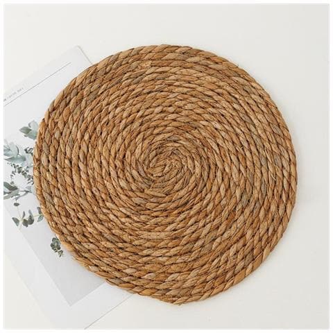 Set Di 12 Sottobicchieri Rotondi In Alghe Marine - Tovagliette Intrecciate Resistenti Al Calore 15 Cm - Foto 7