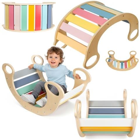 Dondolo Montessori, dondolo in legno per equilibrio, altalena per bambini, colorato - Foto 4