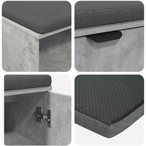 Panca per ingresso con cuscino Grigio Cemento 100 x 38 x 46 cm - Foto 9