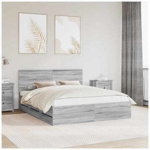 Struttura del letto con cassetto Grigio Sonoma 160 x 200 cm - Foto 2