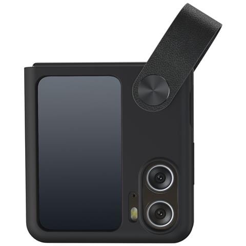 Cover con Tapa per Find N2 Flip 5G - Silicone, Nero, Con Soporte - Foto 4