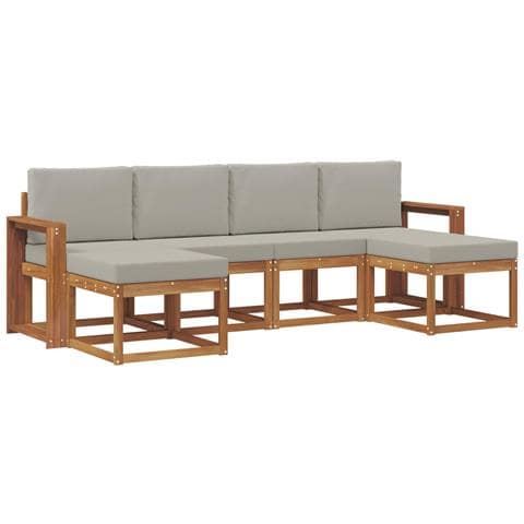 Set di divani da esterno 6 pcs Grigio Naturale e Chiaro - Foto 1