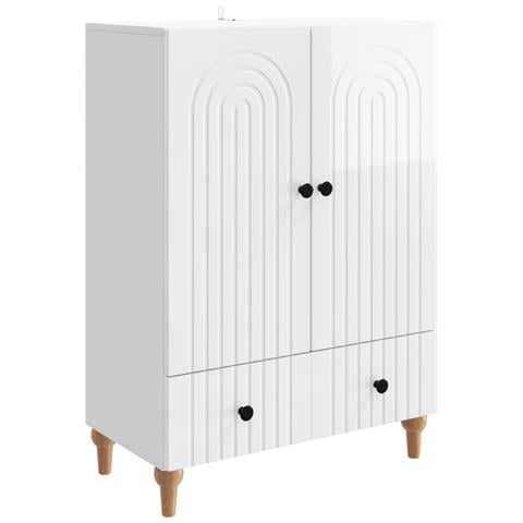 Credenza Bianco Lucido 66 x 34,5 x 95 cm Legno ingegnerizzato - Foto 1