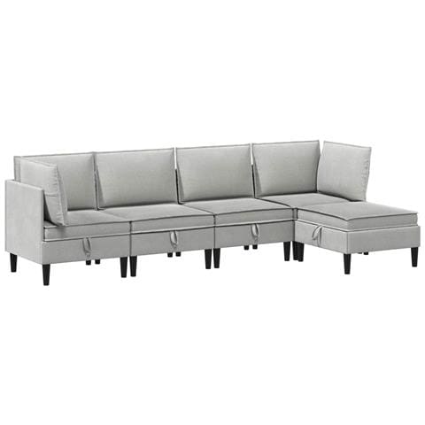 Set di mobili per il soggiorno 5 pcs Grigio chiaro Tessuto - Foto 1