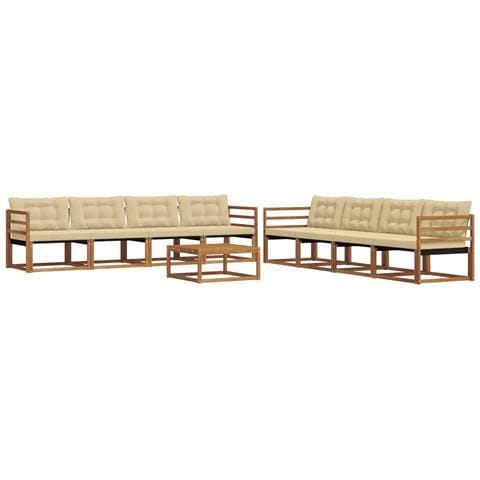 Set di divani da esterno con cuscino 9 pcs Naturale e Beige - Foto 1