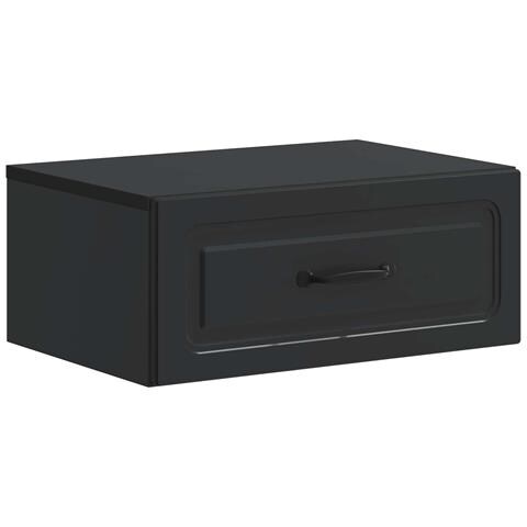 Mobiletto da notte a muro con cassetto Nero 49 x 34,5 x 20 cm - Foto 1