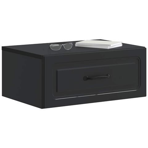 Mobiletto da notte a muro con cassetto Nero 49 x 34,5 x 20 cm - Foto 2