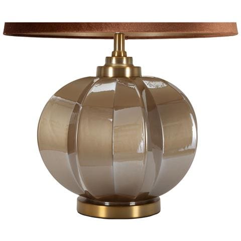 Lampada Da Tavolo Praga -a- In Vetro Fumé Con Paralume In Velluto Terracotta Ø 40,5 Cm - Foto 2