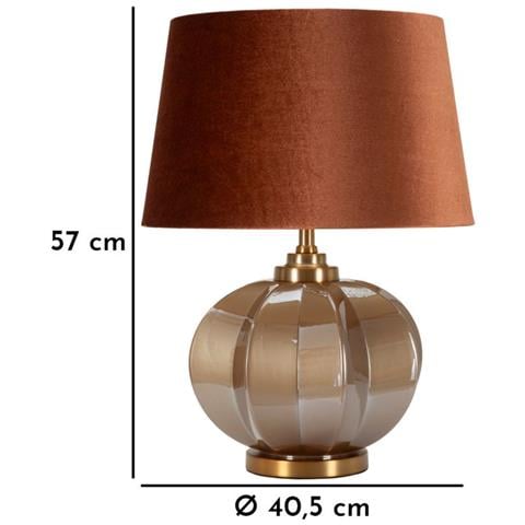 Lampada Da Tavolo Praga -a- In Vetro Fumé Con Paralume In Velluto Terracotta Ø 40,5 Cm - Foto 7