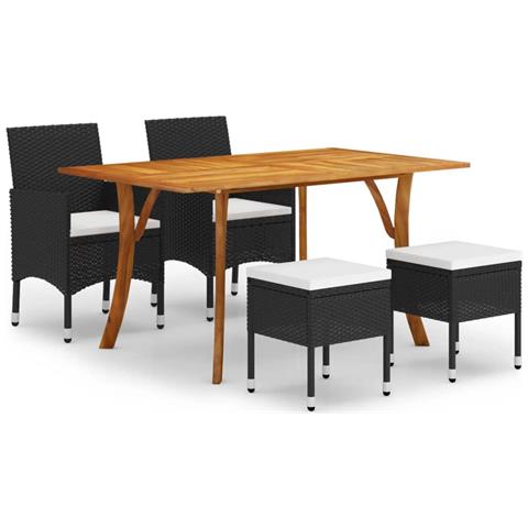 Set Mobili da Pranzo per Giardino 5 pz Nero - Foto 1